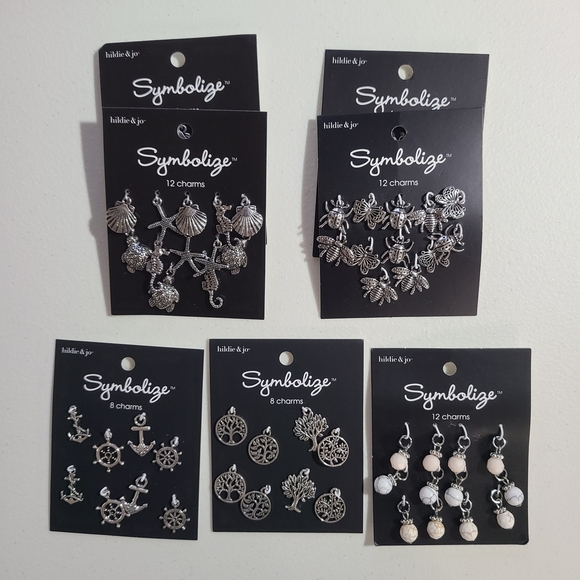 Hildie & Jo Jewelry - Hildie & Jo Symbolize Mixed Charm Sets - Silver Tone & Beads Lot Of 7